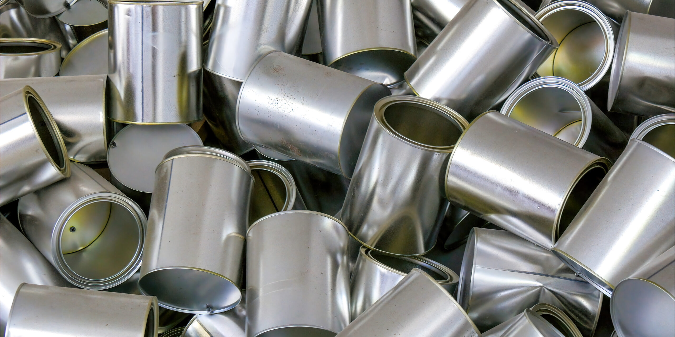 Closer look of the shiny tin cans